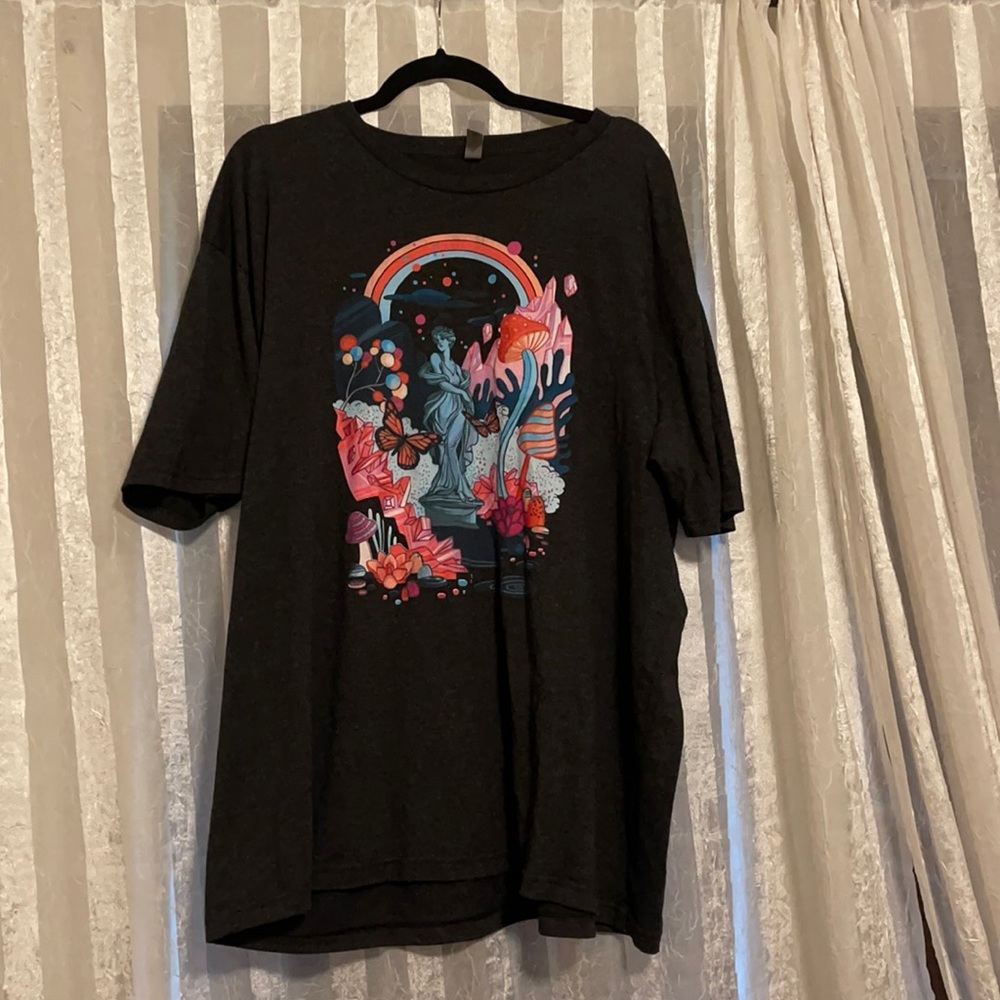 Look Human Rainbow crystal butterfly mushroom goddes T-shirt